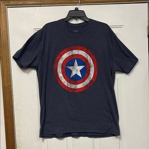 (👀3 For $20) Marvels Captain America Graphic T-Shirt - Navy Blue Men’s 2XL